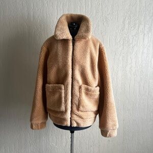ELODIE FAUX SHERPA TEDDY JACKET SZ M